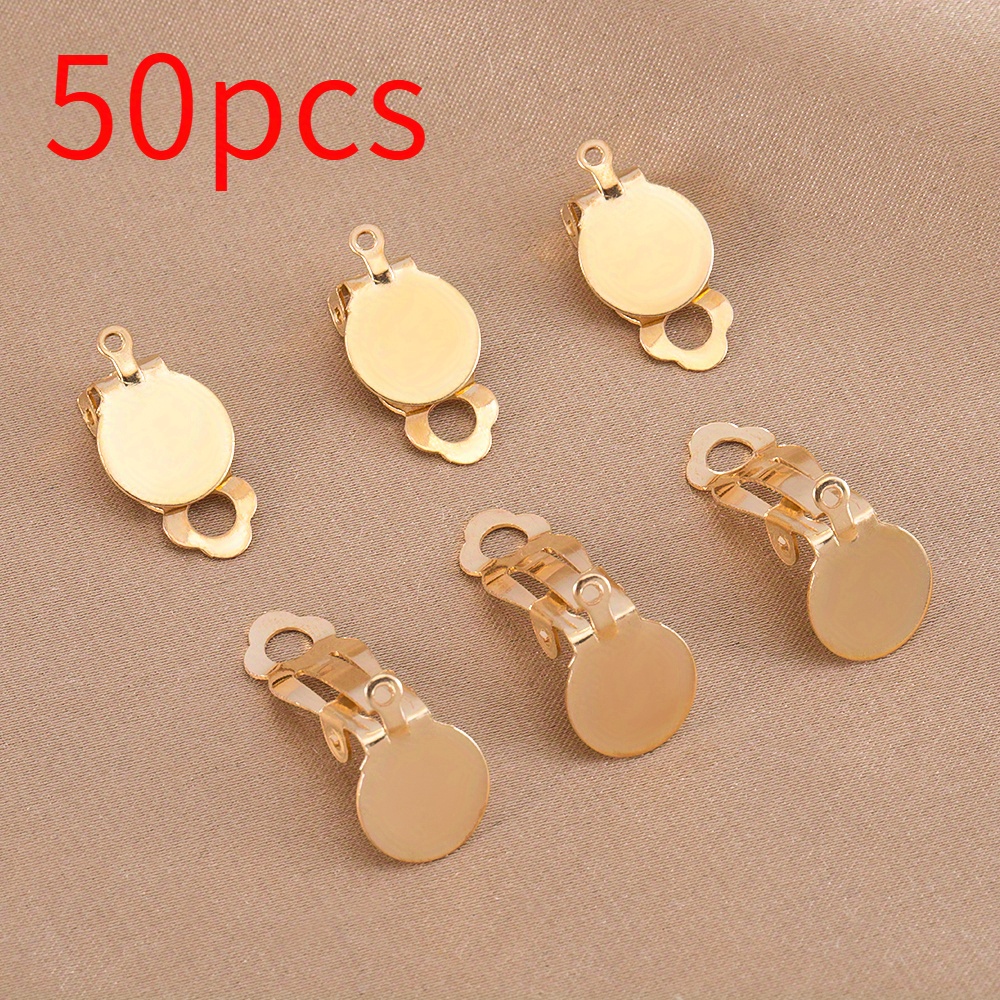 50pcs Fashion Frog Round Blank Ear Clip Base, DIY Supplies